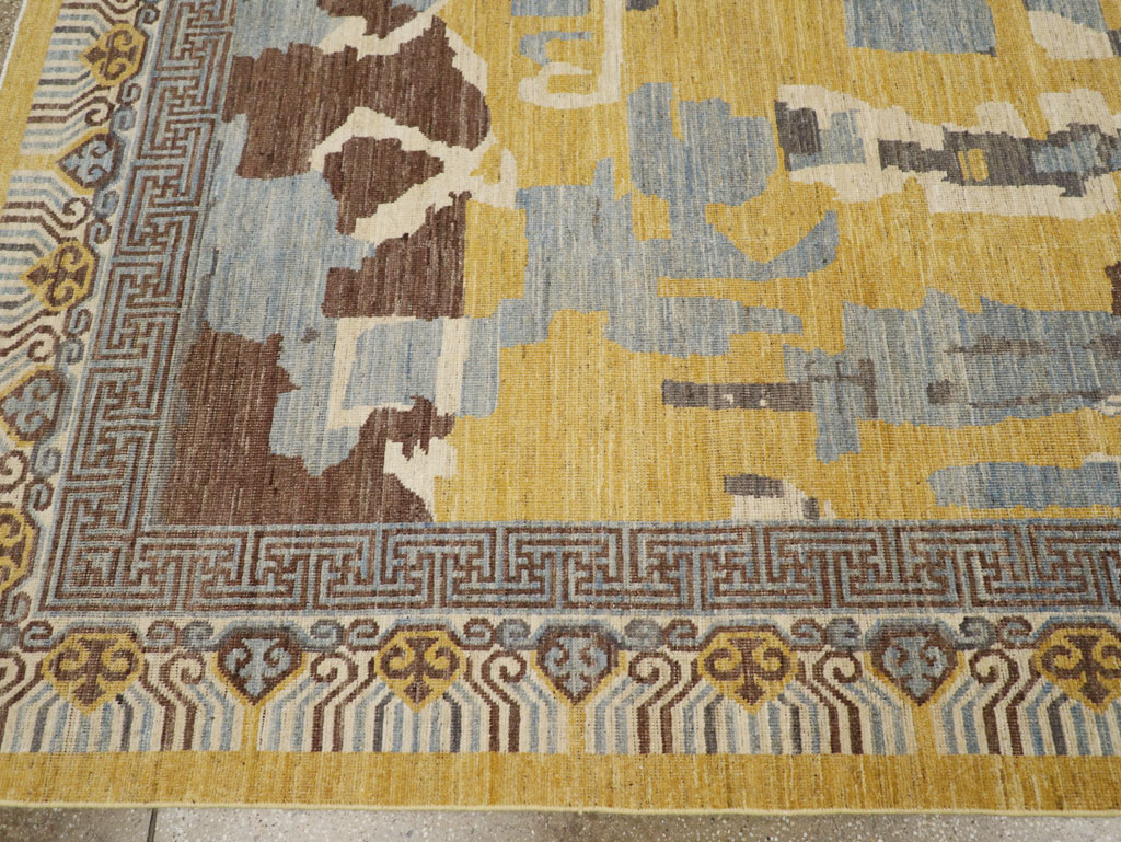 Modern East Turkestan Khotan Room Size Carpet, No.31722 - Staging