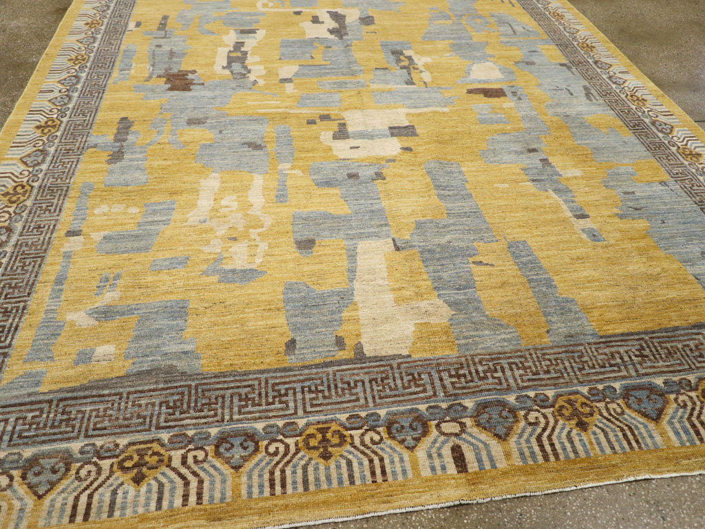 Modern East Turkestan Khotan Room Size Carpet, No.31722 - Staging