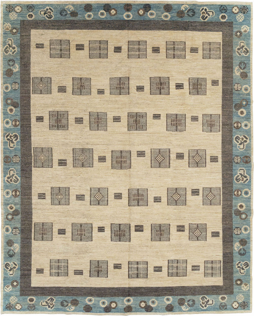 Modern East Turkestan Khotan Room Size Carpet, No.31724 - Staging