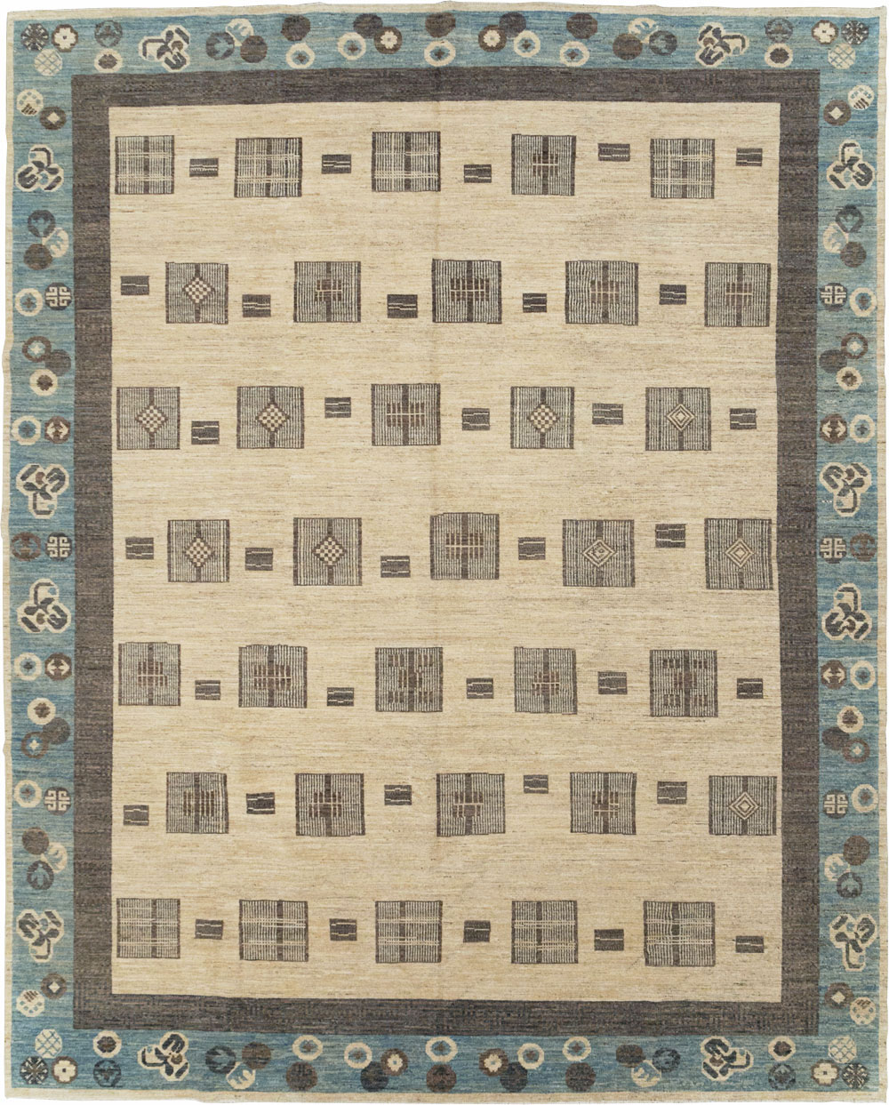 Modern East Turkestan Khotan Room Size Carpet, No.31724 - Staging