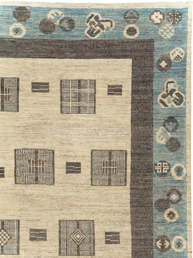 Modern East Turkestan Khotan Room Size Carpet, No.31724 - Staging