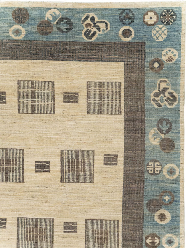Modern East Turkestan Khotan Room Size Carpet, No.31724 - Staging