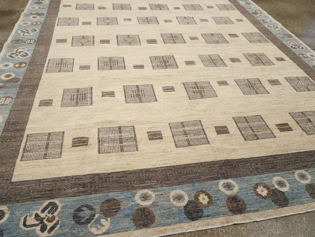 Modern East Turkestan Khotan Room Size Carpet, No.31724 - Staging