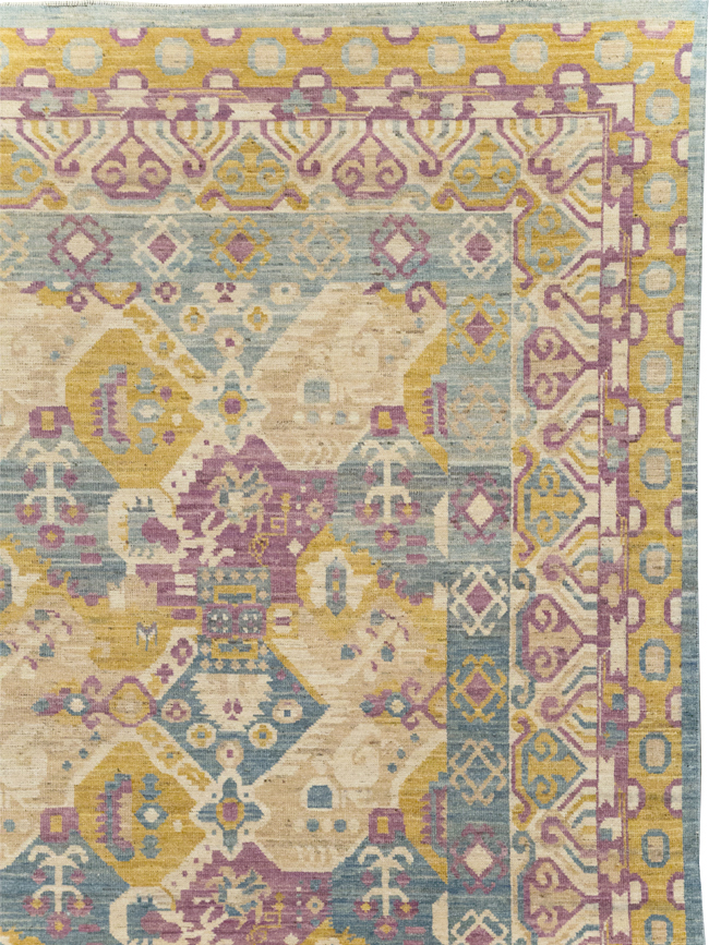 Modern East Turkestan Khotan Room Size Carpet, No.31728 - Staging