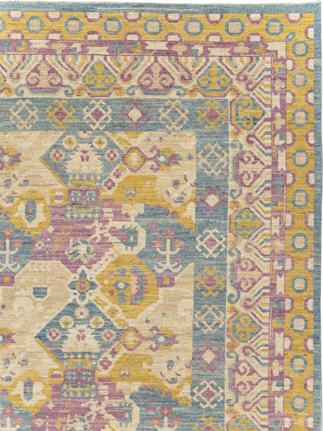 Modern East Turkestan Khotan Room Size Carpet, No.31728 - Staging