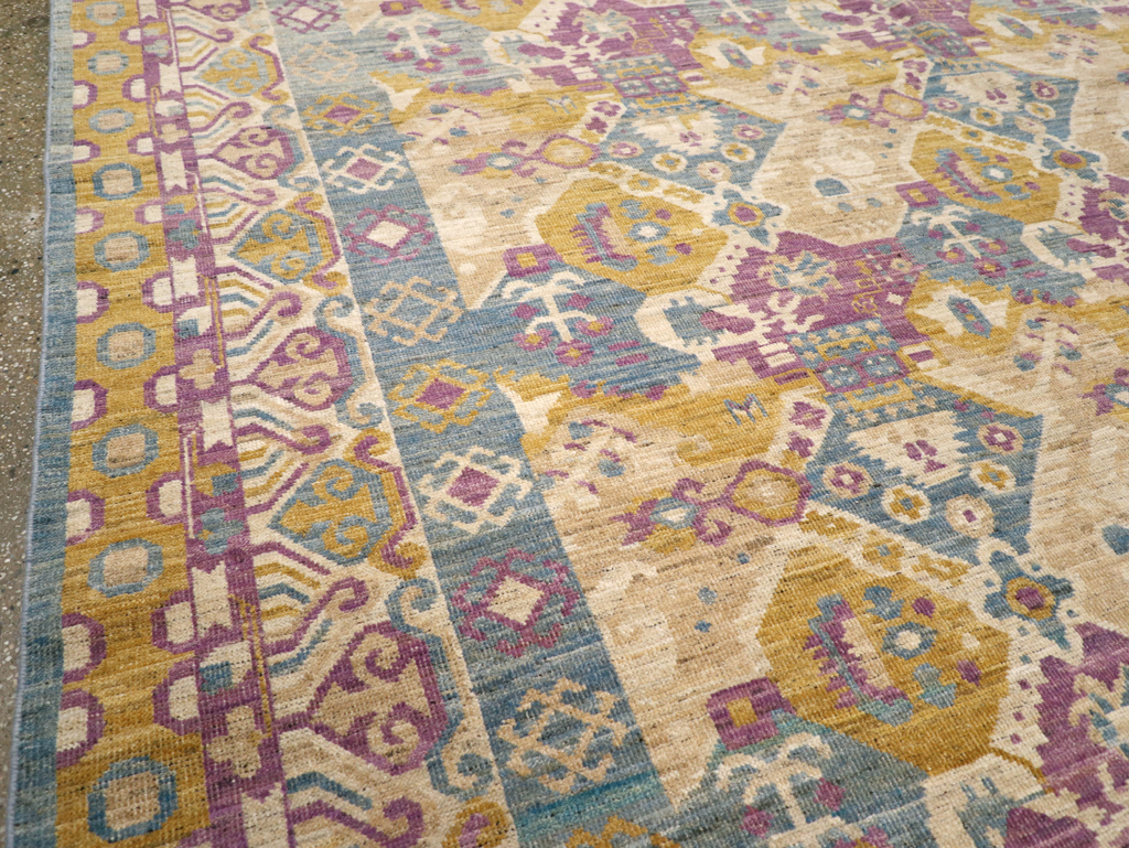 Modern East Turkestan Khotan Room Size Carpet, No.31728 - Staging