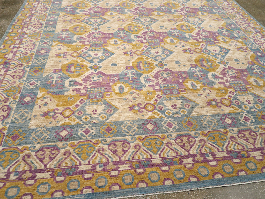 Modern East Turkestan Khotan Room Size Carpet, No.31728 - Staging