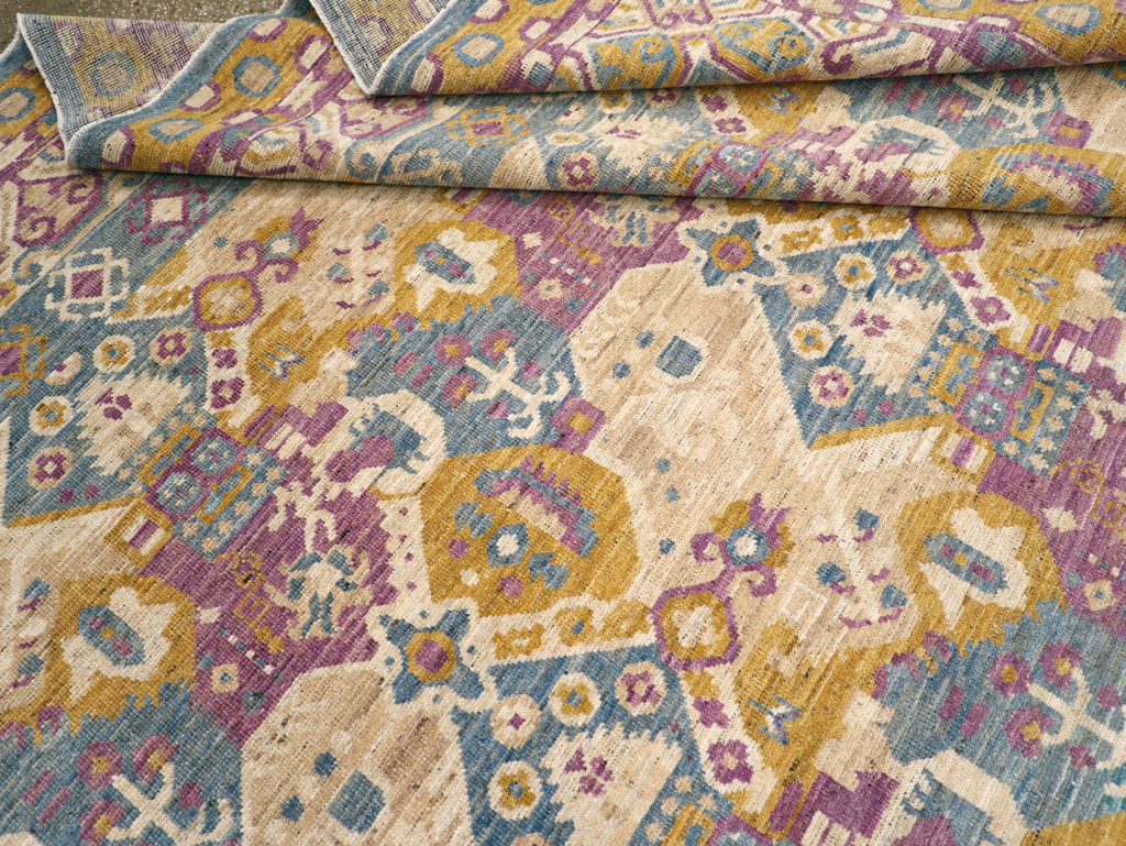 Modern East Turkestan Khotan Room Size Carpet, No.31728 - Staging