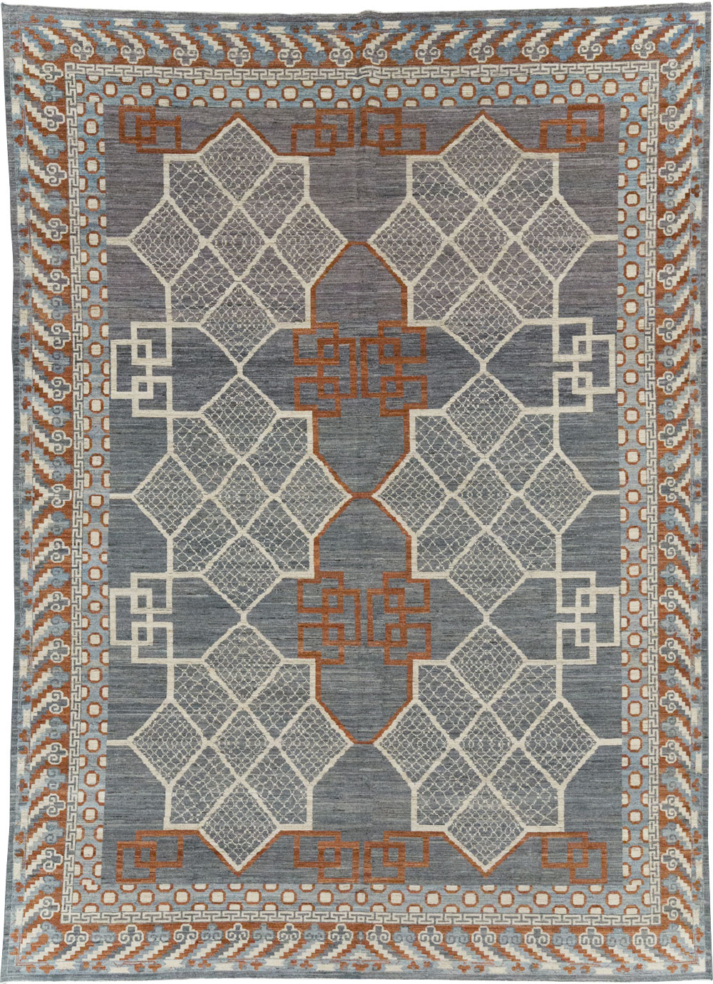 Modern East Turkestan Khotan Room Size Carpet, No.31730 - Staging