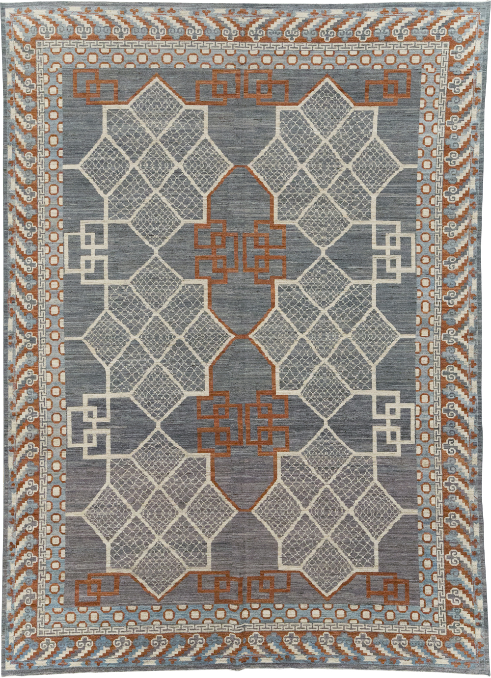 Modern East Turkestan Khotan Room Size Carpet, No.31730 - Staging