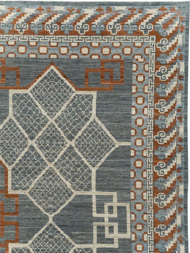Modern East Turkestan Khotan Room Size Carpet, No.31730 - Staging