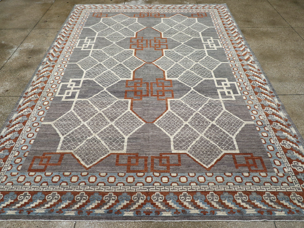 Modern East Turkestan Khotan Room Size Carpet, No.31730 - Staging