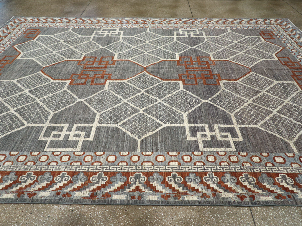 Modern East Turkestan Khotan Room Size Carpet, No.31730 - Staging