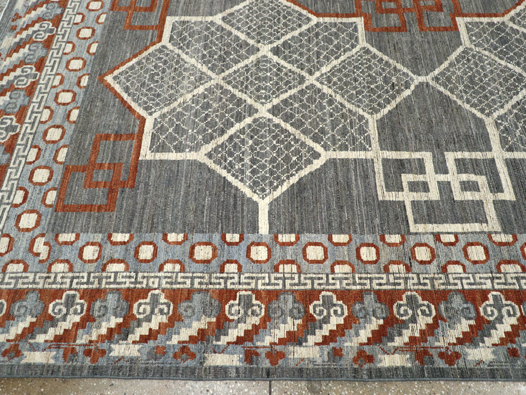 Modern East Turkestan Khotan Room Size Carpet, No.31730 - Staging