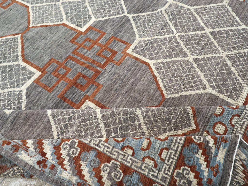 Modern East Turkestan Khotan Room Size Carpet, No.31730 - Staging