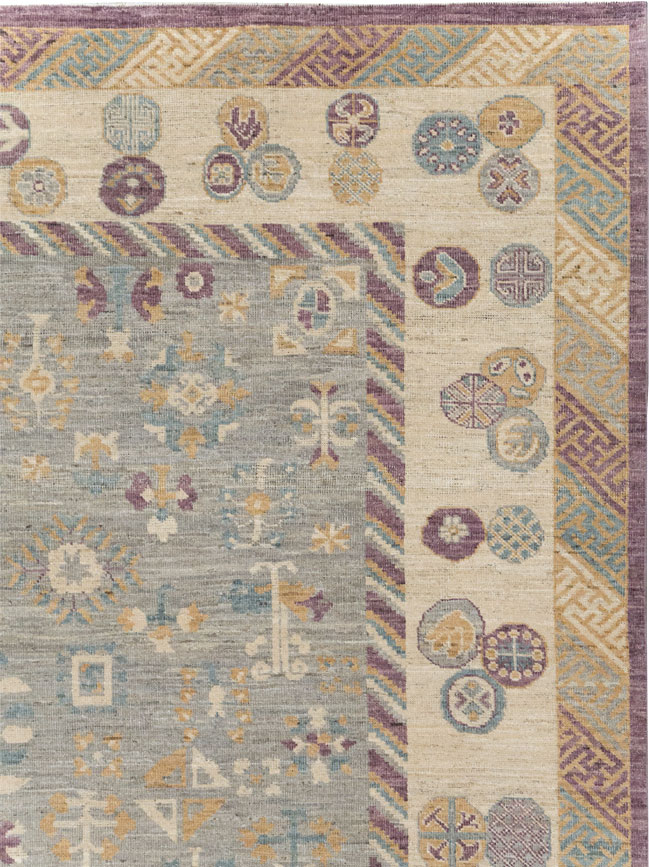 Modern East Turkestan Khotan Room Size Carpet, No.31731 - Staging