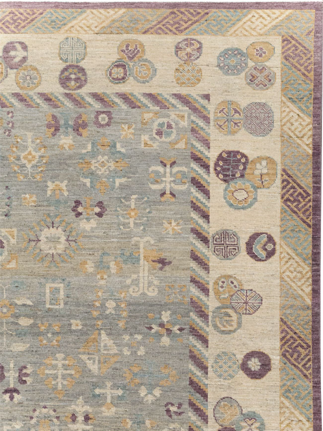 Modern East Turkestan Khotan Room Size Carpet, No.31731 - Staging