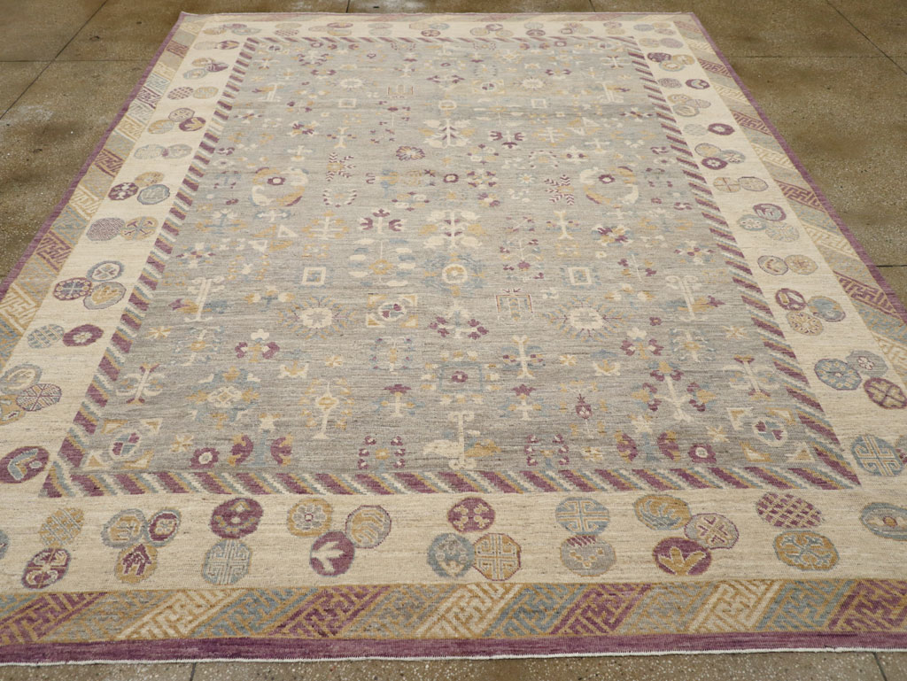 Modern East Turkestan Khotan Room Size Carpet, No.31731 - Staging