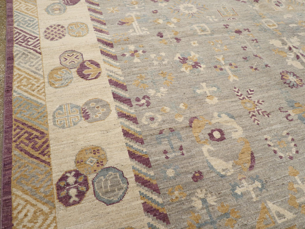 Modern East Turkestan Khotan Room Size Carpet, No.31731 - Staging