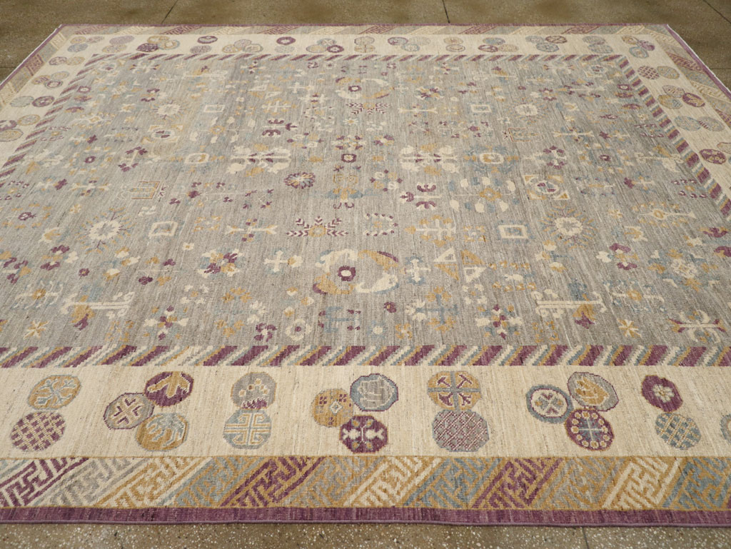 Modern East Turkestan Khotan Room Size Carpet, No.31731 - Staging