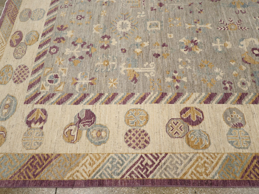 Modern East Turkestan Khotan Room Size Carpet, No.31731 - Staging