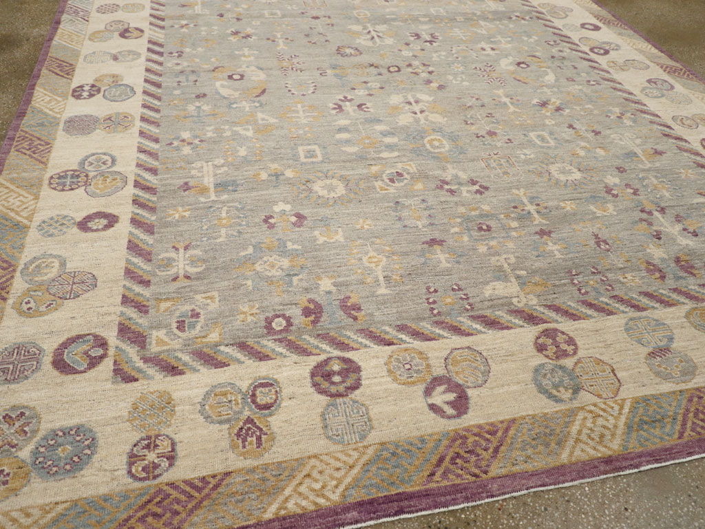 Modern East Turkestan Khotan Room Size Carpet, No.31731 - Staging