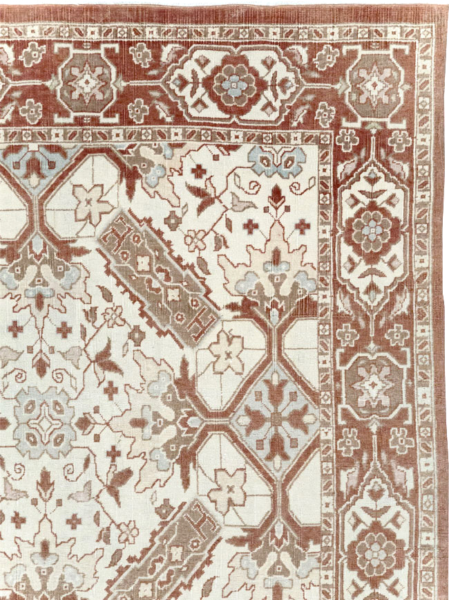 Vintage Indian Cotton Agra Small Room Size Carpet, No.31739 - Staging