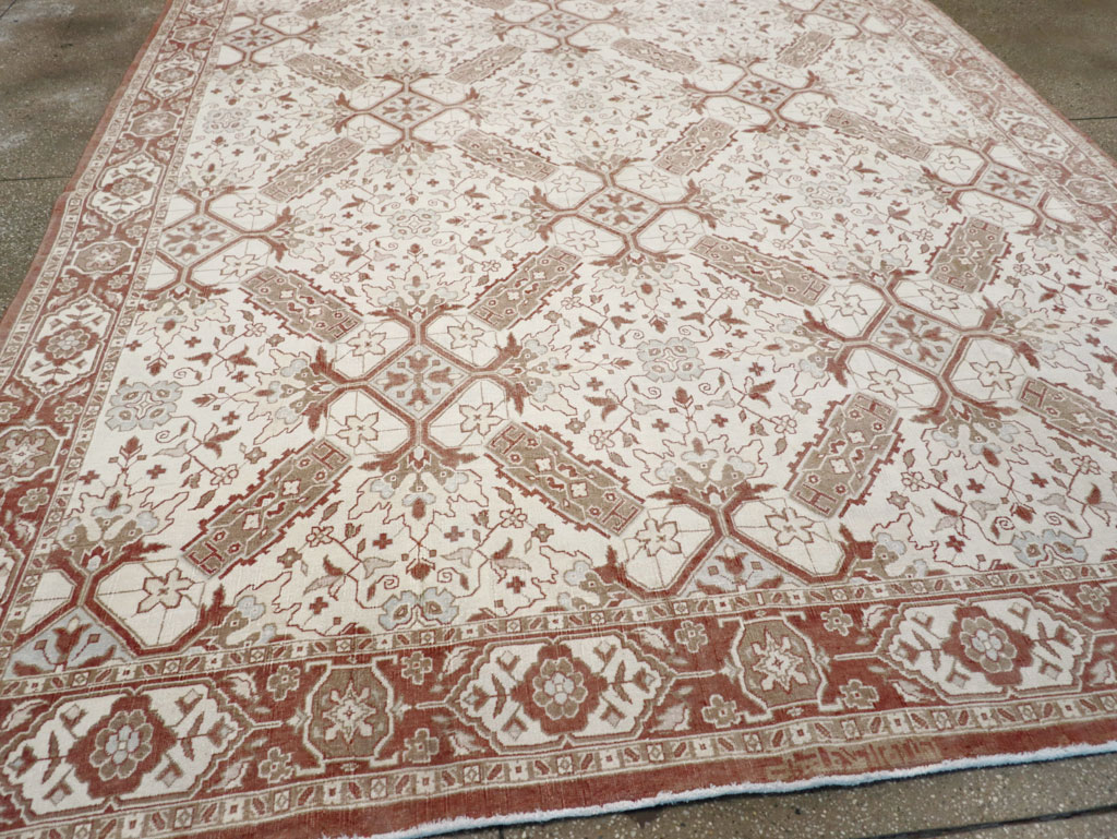 Vintage Indian Cotton Agra Small Room Size Carpet, No.31739 - Staging