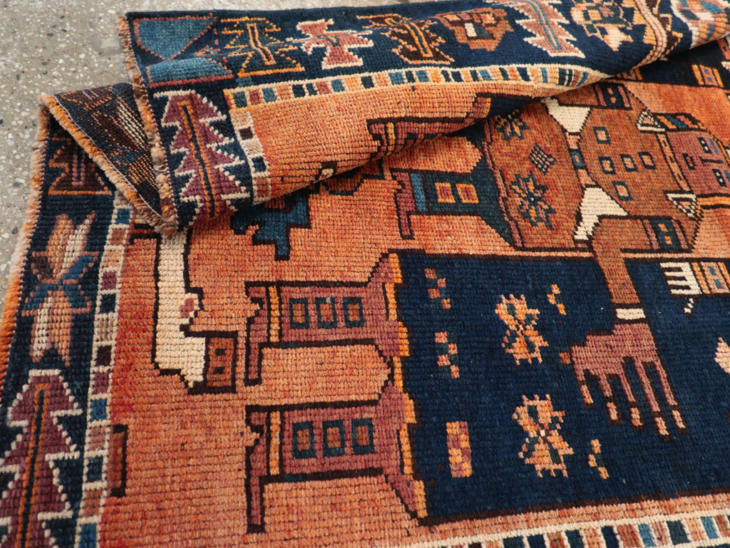 Vintage Persian Pictorial Bakhtiari Accent Rug, No.31743 - Staging