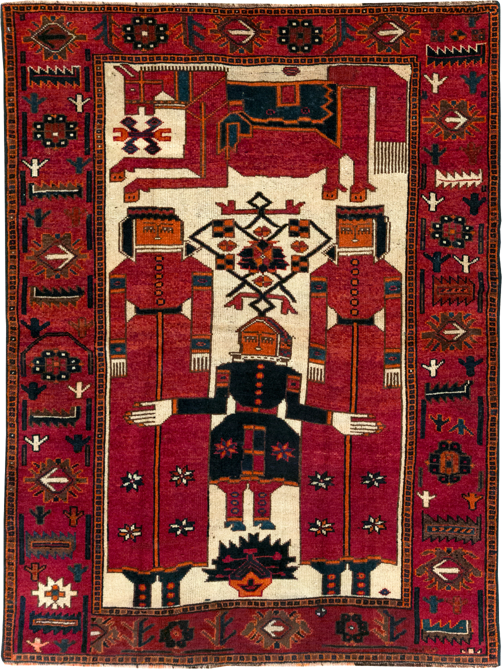 Vintage Bakhtiari Pictorial Rug, No.31746 - Staging