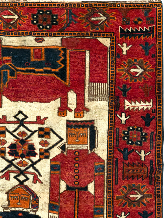 Vintage Bakhtiari Pictorial Rug, No.31746 - Staging