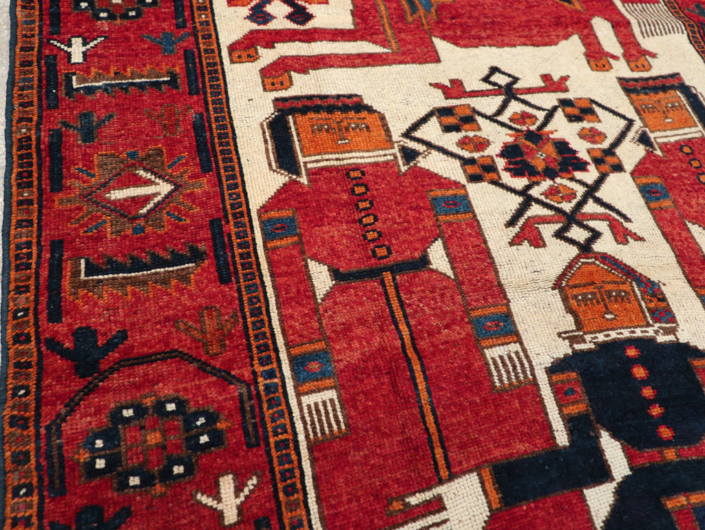 Vintage Bakhtiari Pictorial Rug, No.31746 - Staging