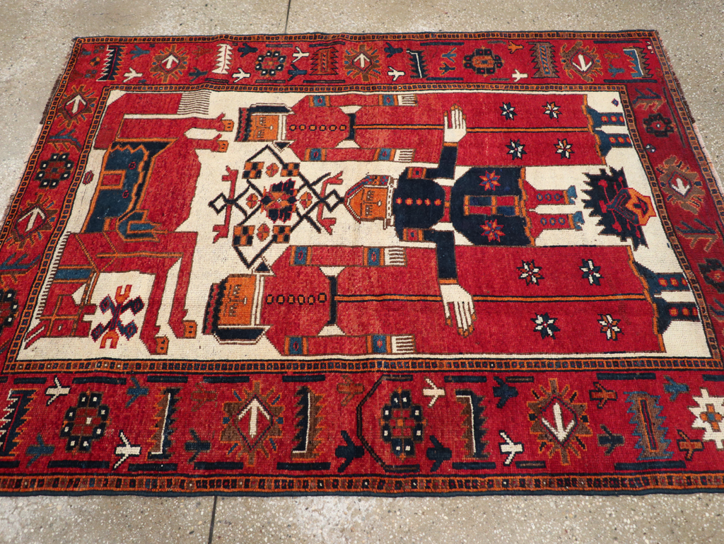 Vintage Bakhtiari Pictorial Rug, No.31746 - Staging