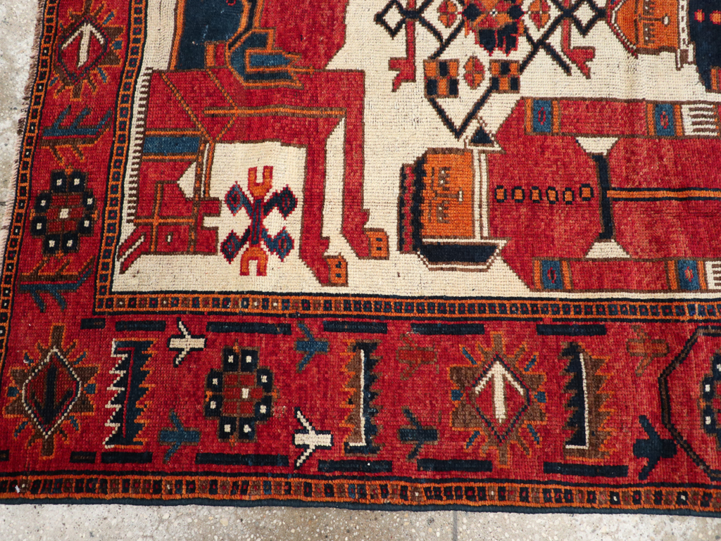 Vintage Bakhtiari Pictorial Rug, No.31746 - Staging