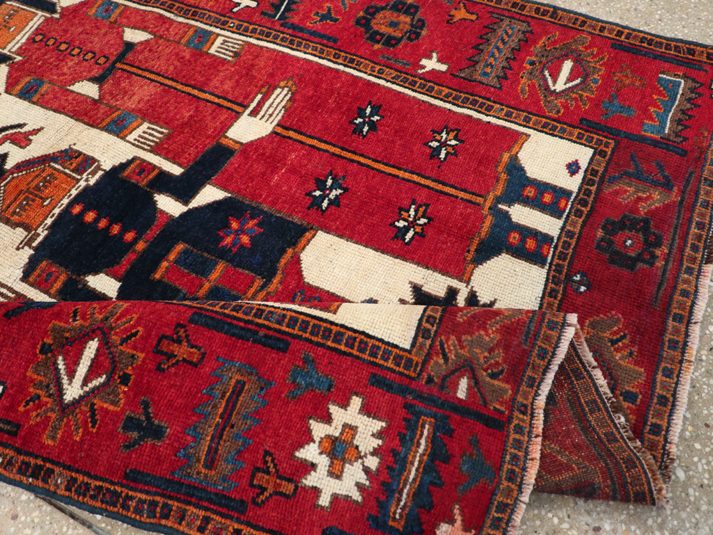 Vintage Bakhtiari Pictorial Rug, No.31746 - Staging