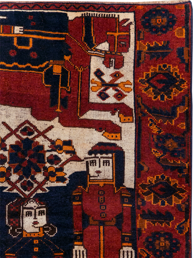 Vintage Persian Bakhtiari Pictorial Rug, No.31749 - Staging