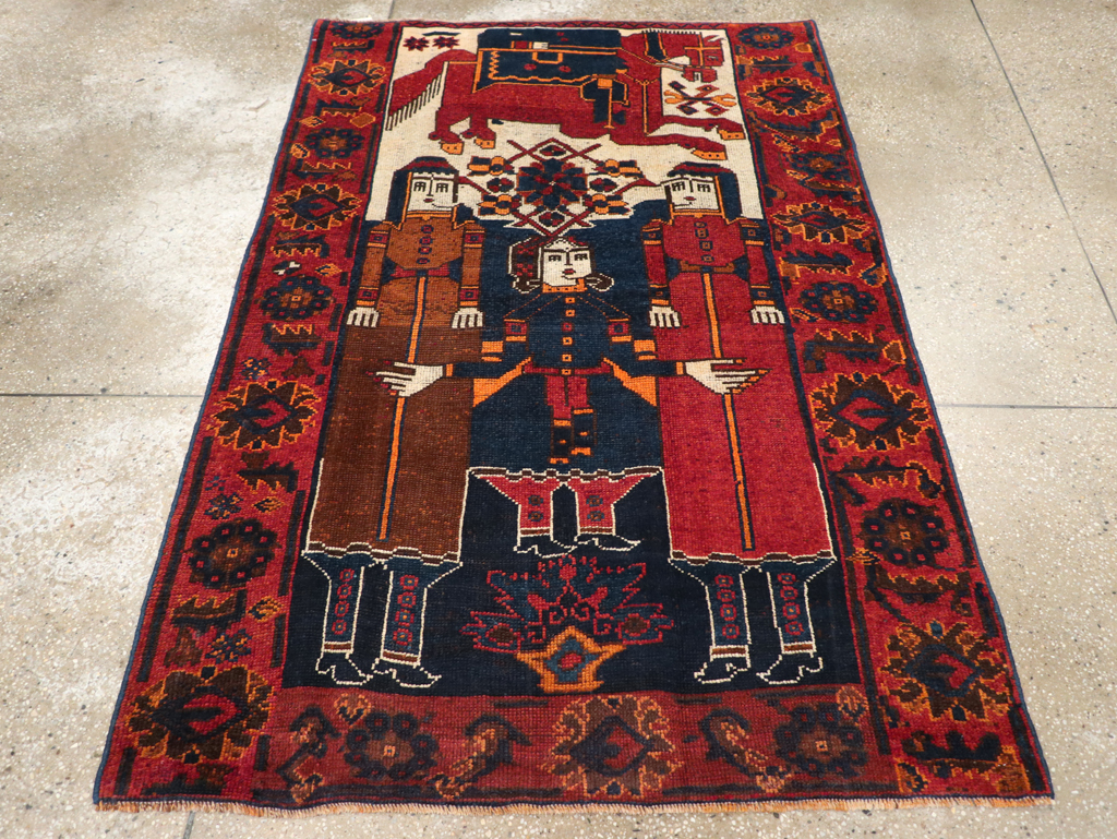 Vintage Persian Bakhtiari Pictorial Rug, No.31749 - Staging