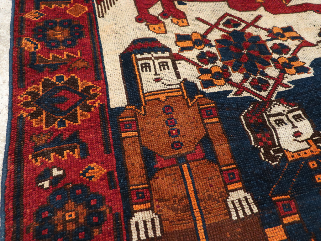 Vintage Persian Bakhtiari Pictorial Rug, No.31749 - Staging