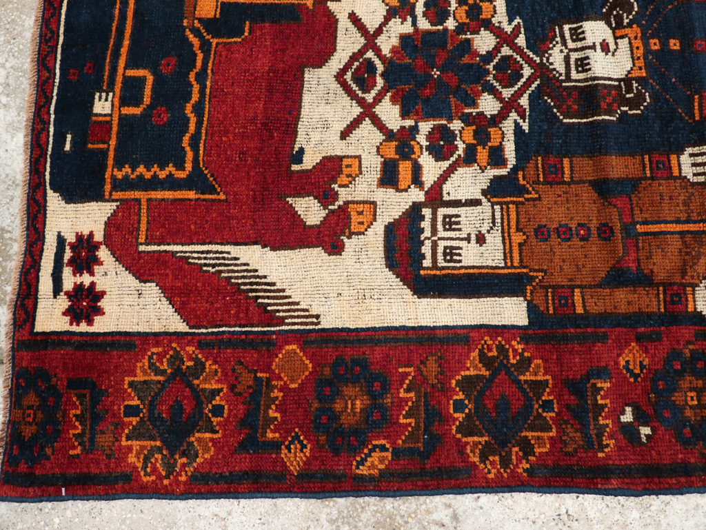 Vintage Persian Bakhtiari Pictorial Rug, No.31749 - Staging