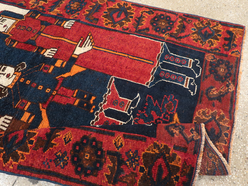 Vintage Persian Bakhtiari Pictorial Rug, No.31749 - Staging