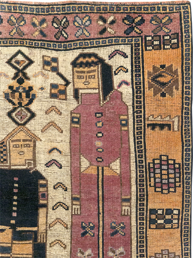 Vintage Persian Bakhtiari Pictorial Rug, No.31750 - Staging