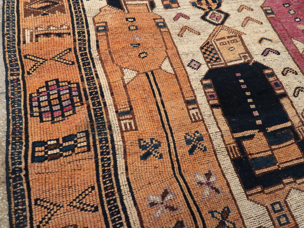 Vintage Persian Bakhtiari Pictorial Rug, No.31750 - Staging