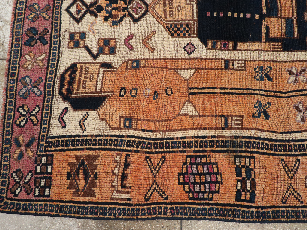 Vintage Persian Bakhtiari Pictorial Rug, No.31750 - Staging