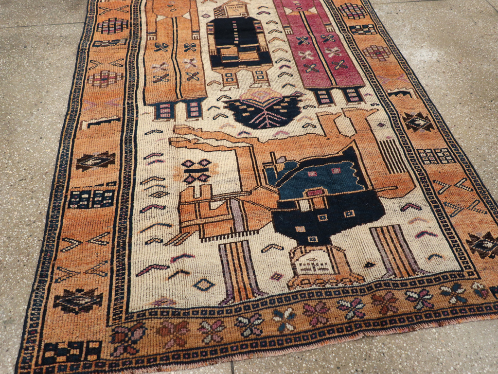 Vintage Persian Bakhtiari Pictorial Rug, No.31750 - Staging