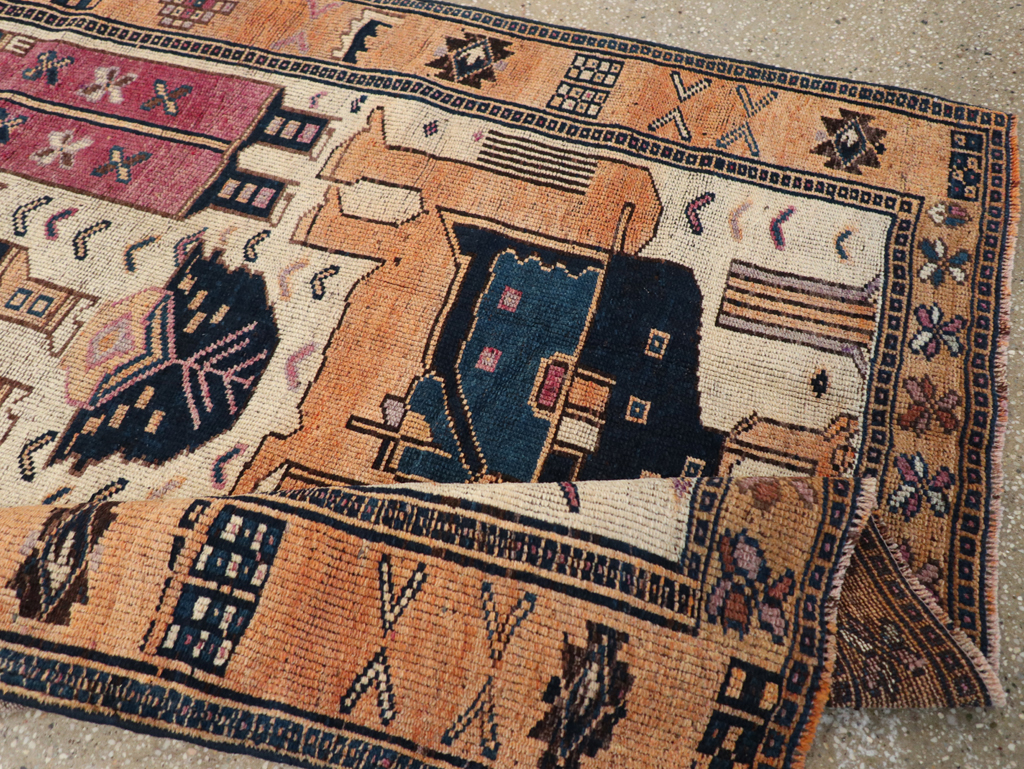 Vintage Persian Bakhtiari Pictorial Rug, No.31750 - Staging