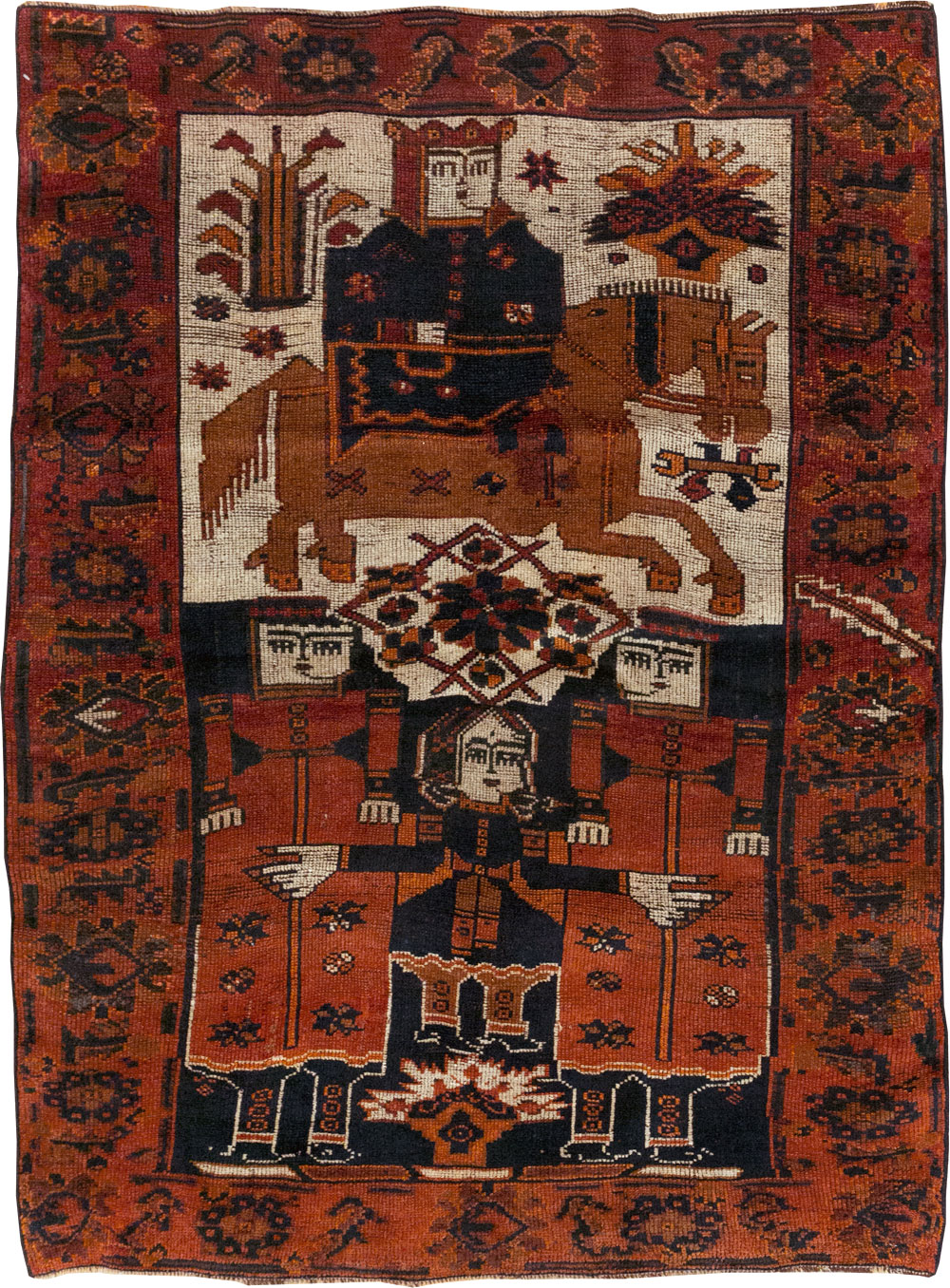 Vintage Persian Bakhtiari Rug, No.31753 - Staging