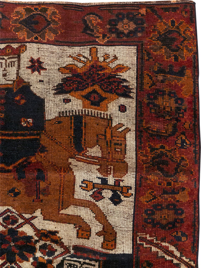 Vintage Persian Bakhtiari Rug, No.31753 - Staging