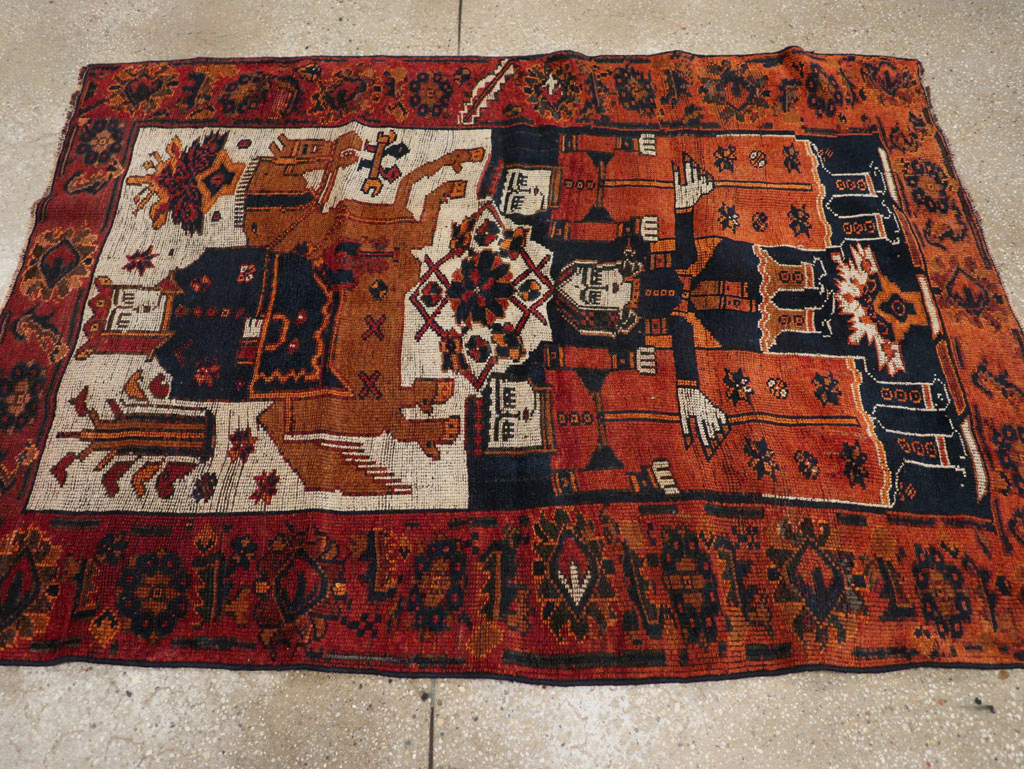Vintage Persian Bakhtiari Rug, No.31753 - Staging