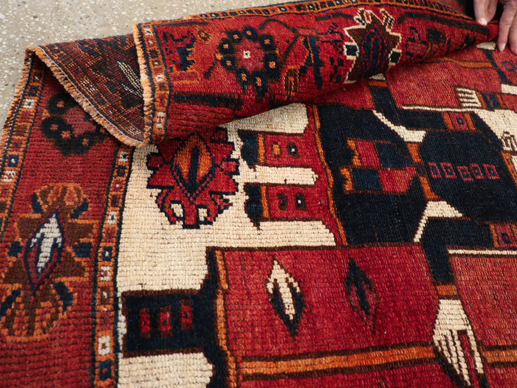 Vintage Persian Bakhtiari Pictorial Rug, No.31754 - Staging
