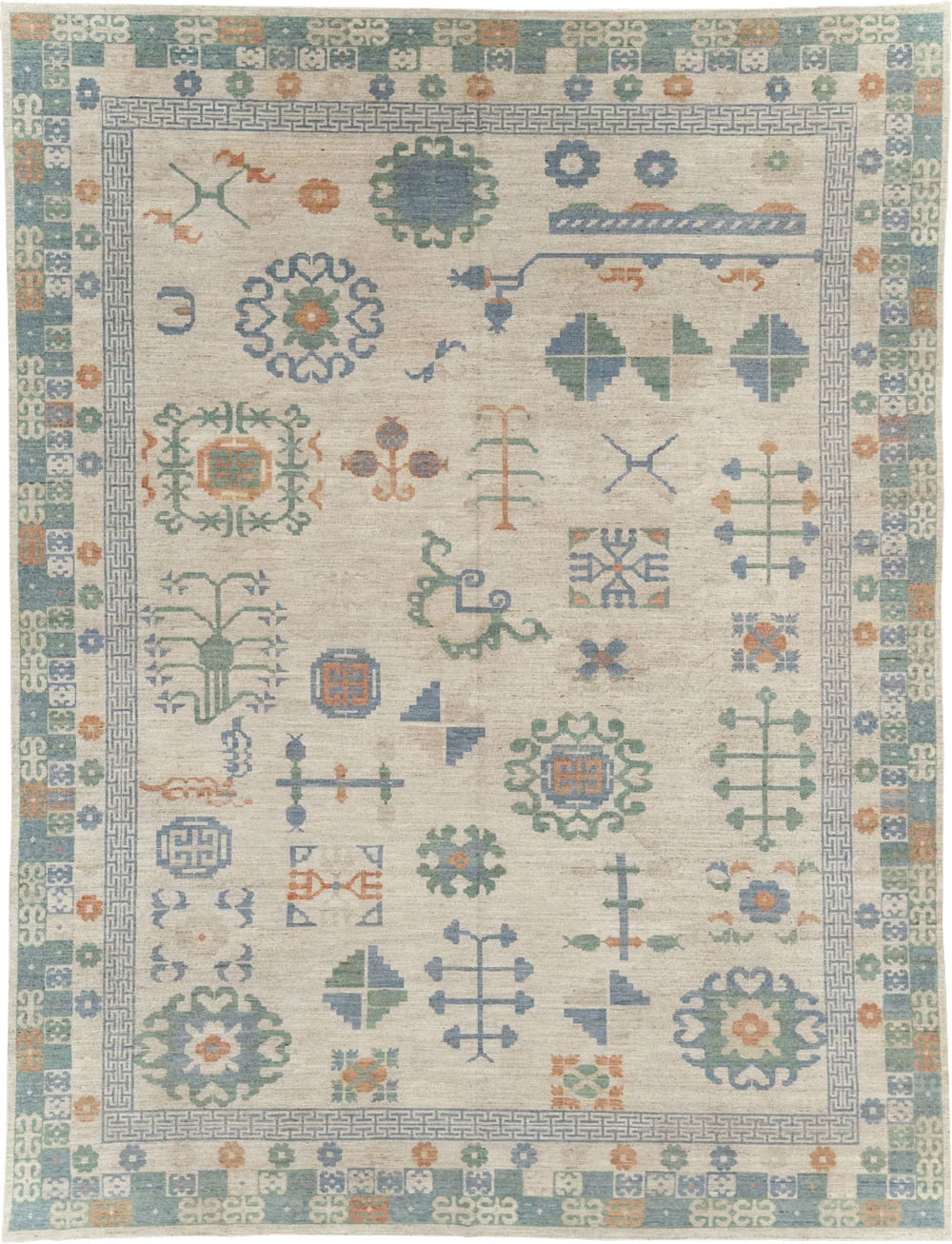 Modern East Turkestan Khotan Room Size Carpet, No.31761 - Staging